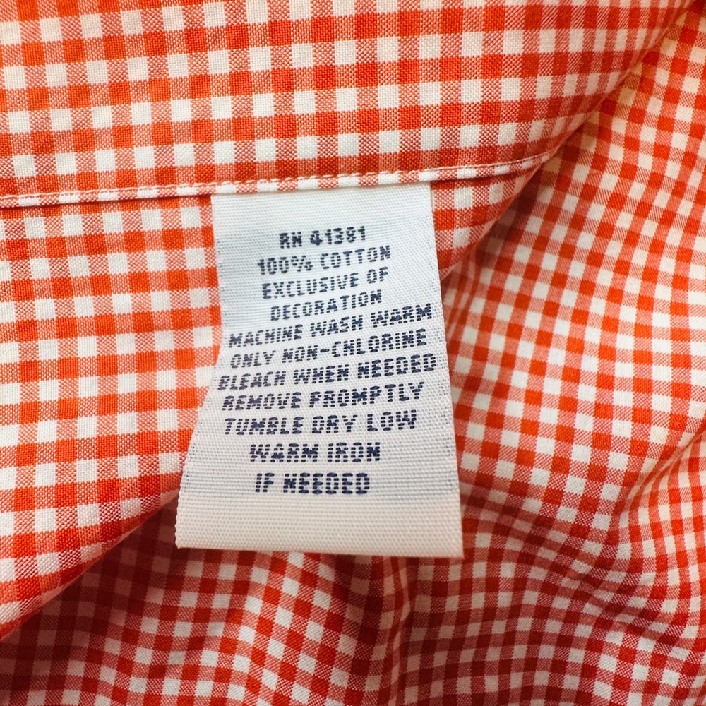 Ralph Lauren Shirt Mens XL Short Sleeve Gingham Orange White Button Down Pony - Picture 5 of 11
